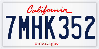 CA license plate 7MHK352