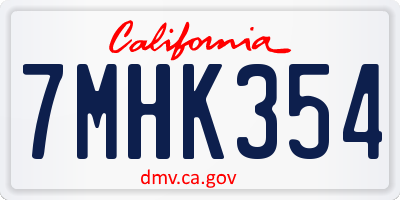 CA license plate 7MHK354