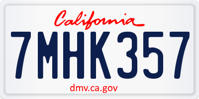 CA license plate 7MHK357
