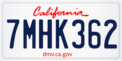 CA license plate 7MHK362