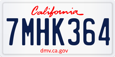 CA license plate 7MHK364