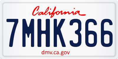 CA license plate 7MHK366