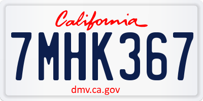CA license plate 7MHK367