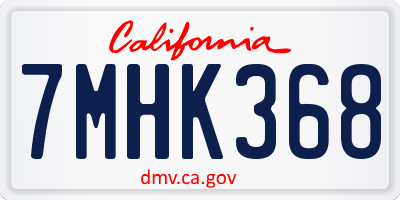 CA license plate 7MHK368