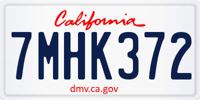 CA license plate 7MHK372