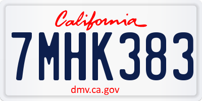 CA license plate 7MHK383