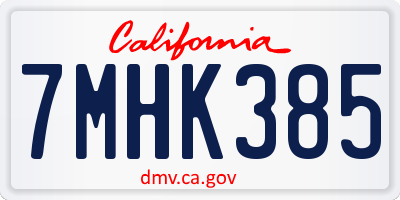 CA license plate 7MHK385