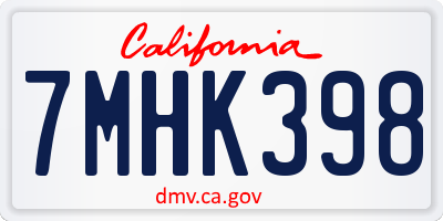CA license plate 7MHK398