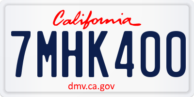 CA license plate 7MHK400