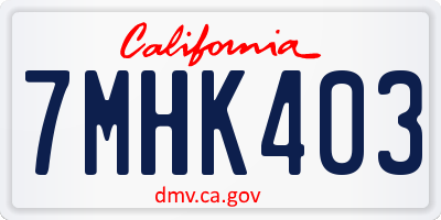CA license plate 7MHK403
