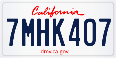 CA license plate 7MHK407