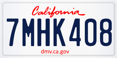 CA license plate 7MHK408
