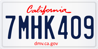 CA license plate 7MHK409