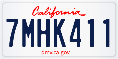 CA license plate 7MHK411