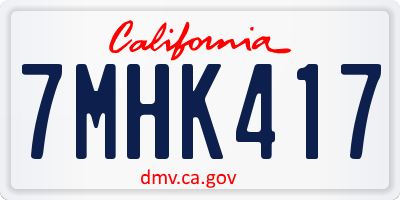 CA license plate 7MHK417