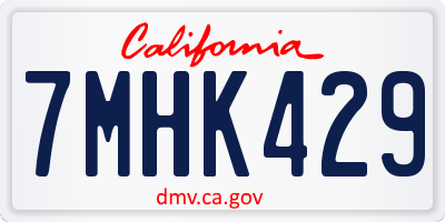 CA license plate 7MHK429