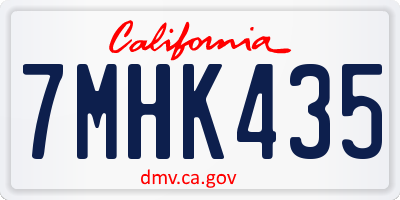 CA license plate 7MHK435