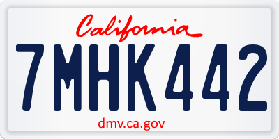 CA license plate 7MHK442