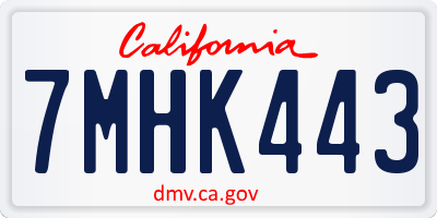 CA license plate 7MHK443
