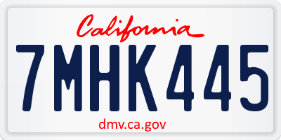 CA license plate 7MHK445