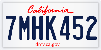 CA license plate 7MHK452