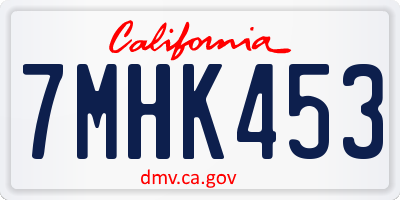 CA license plate 7MHK453