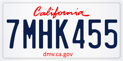 CA license plate 7MHK455