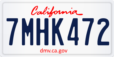CA license plate 7MHK472