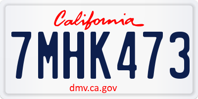 CA license plate 7MHK473