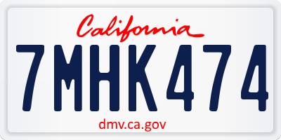 CA license plate 7MHK474
