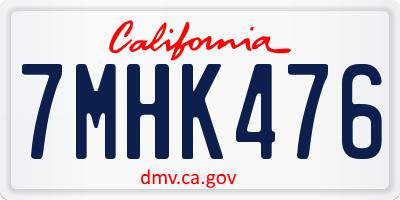 CA license plate 7MHK476