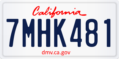 CA license plate 7MHK481
