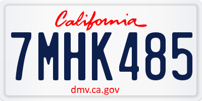 CA license plate 7MHK485