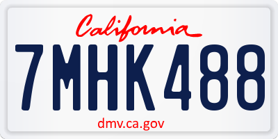 CA license plate 7MHK488