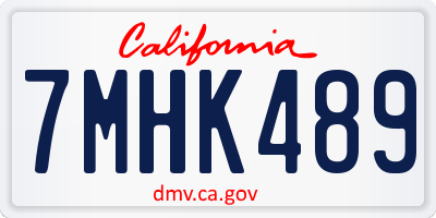 CA license plate 7MHK489