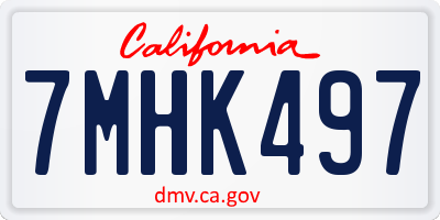 CA license plate 7MHK497