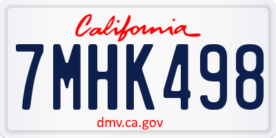 CA license plate 7MHK498