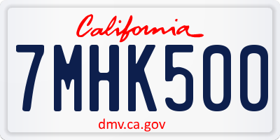 CA license plate 7MHK500