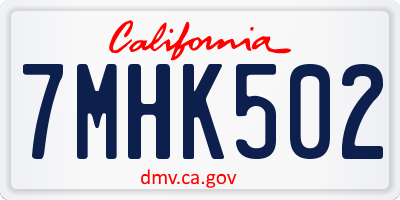 CA license plate 7MHK502