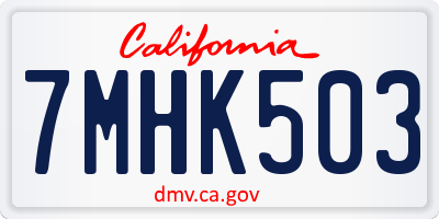CA license plate 7MHK503