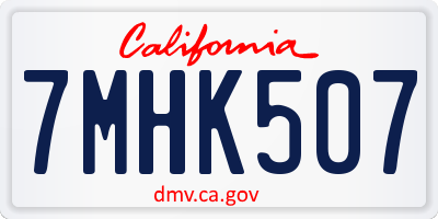 CA license plate 7MHK507