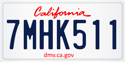 CA license plate 7MHK511