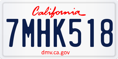 CA license plate 7MHK518