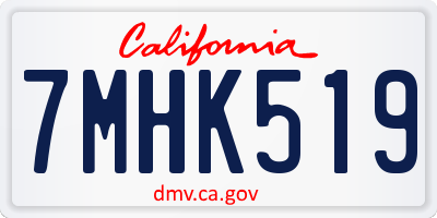 CA license plate 7MHK519