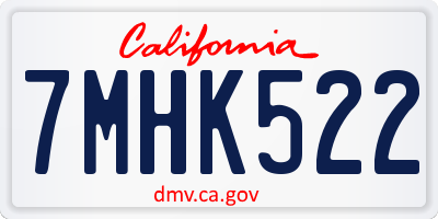 CA license plate 7MHK522