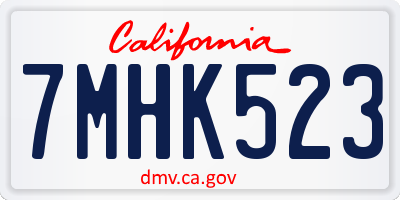 CA license plate 7MHK523