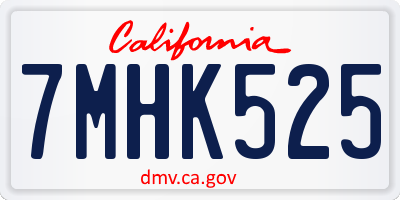 CA license plate 7MHK525