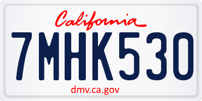 CA license plate 7MHK530