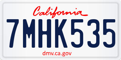 CA license plate 7MHK535