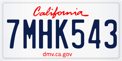 CA license plate 7MHK543